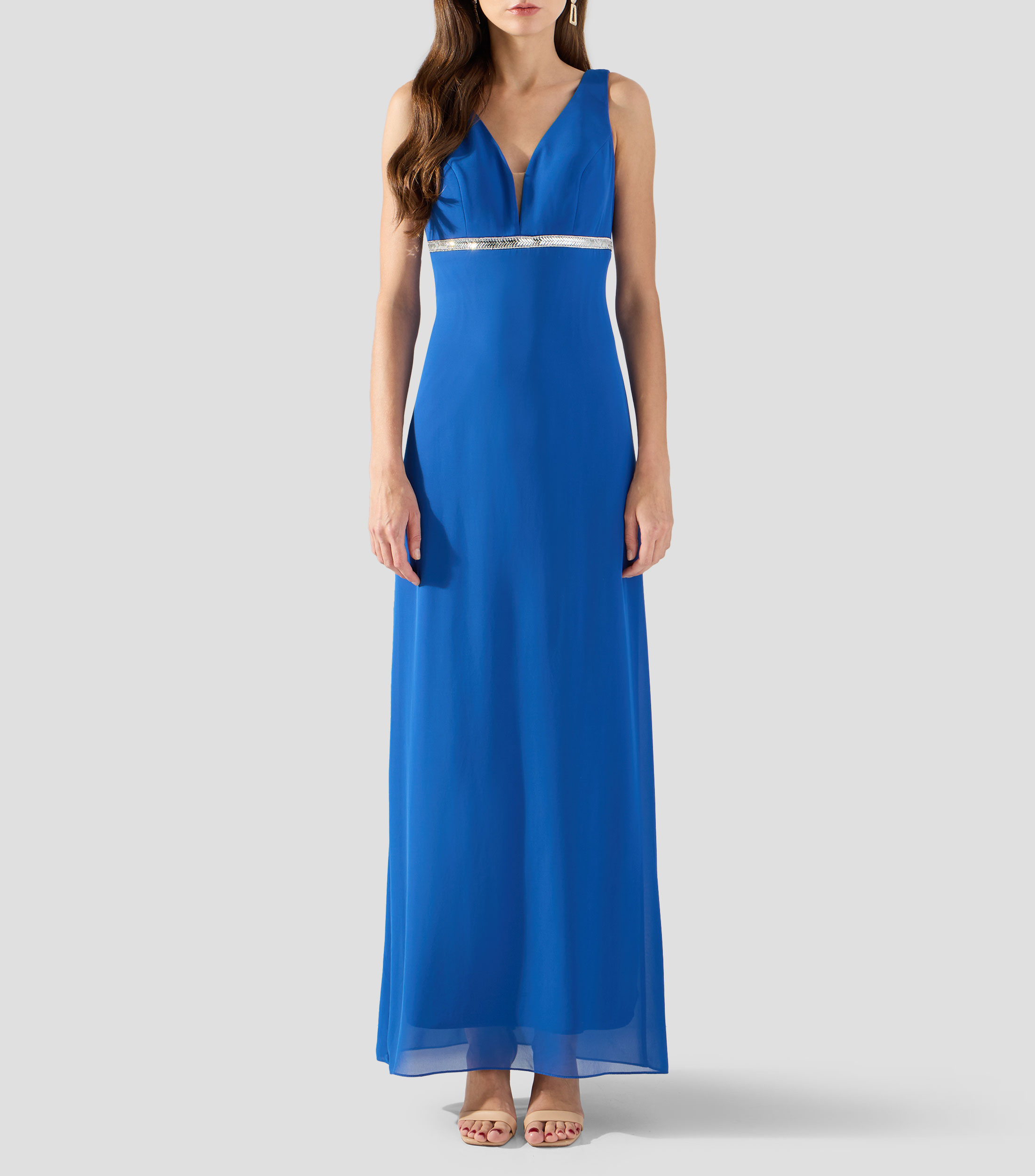 Vestido largo liso Mujer
